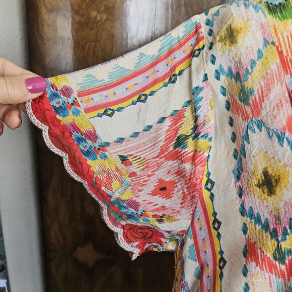 Johnny Was 100% Silk Colorful Floral Tunic - Picture 7 of 10